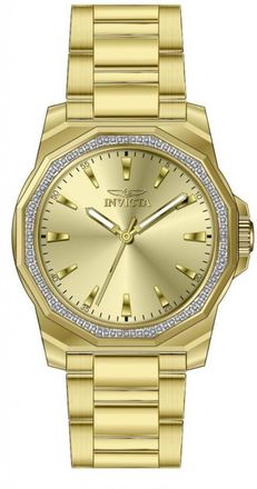 Invicta Speedway Quartz Crystal Gold Dial Mens Watch 49108