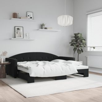 vidaXL Sof&aacute; Cama Nido Terciopelo Negro 90x200 Cm Vidaxl