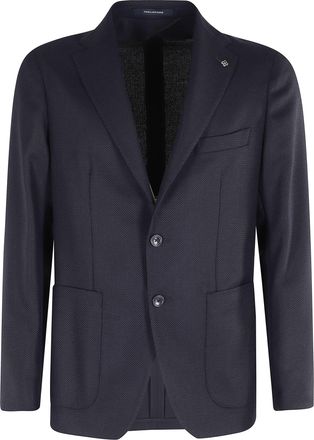 Tagliatore Blue Hopsack Virgin Wool Blazer