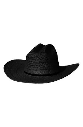 Janessa Leon&eacute; Aiden Straw Cowboy Hat in Black at Nordstrom, Size Small