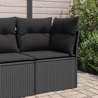 vidaXL Divano da giardino angolare con cuscini nero in polyrattan vidaXL