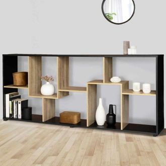 IDMarket Idmarket - Estantería tania de doble posición en imitación madera de haya y negro l 161 cm