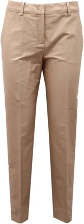 Max Mara katoen/zijde broek met zakken - Dames - Slim Fit Broeken - Beige - XS - Katoen - Broeken