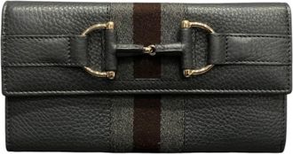 Gucci Gray Leather Long Wallet (Bi-Fold) (Pre-Owned)