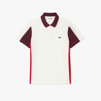 Lacoste Mens Regular-Fit Colour Block Polo Shirt in Cream Cotton - Size X-Small