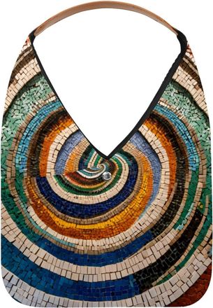 Generic Mosaic Spiral Pattern Reusable Lightweight Grocery Bags - Foldable Into Compact Pouch, Washable & Sturdy, Multipurpose for Shopping and Travel