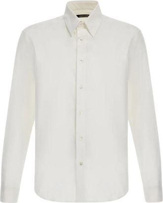 Roberto Cavalli Witte Monogram Overhemd- Italiaans Ontwerp - Heren - Zakelijke Overhemden - Wit - S - Katoen - Overhemden