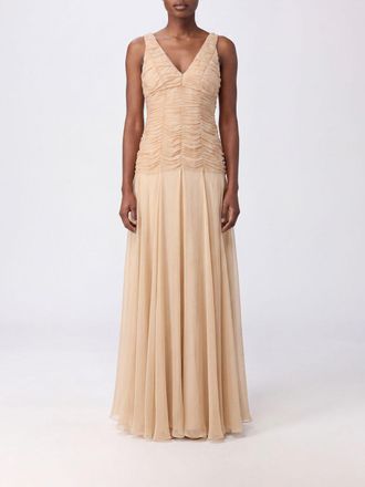Giovanni Bedin Long Silk V-Neck Evening Gown