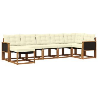 vidaXL Conjunto De Sof&aacute;s De Exterior Con Coj&iacute;n 7 Pcs Natural Y Crema Vidaxl