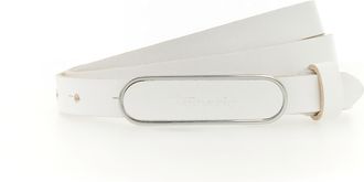 Tamaris Lederg&uuml;rtel TAMARIS, Damen, Gr. 11,5, weiss (wei&szlig;), Rindsleder, G&uuml;rtel Lederg&uuml;rtel, Elegante, lederbezogene Koppelschliesse in gl&auml;nzendem Silber