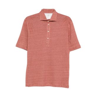 Brunello Cucinelli Brunello Cucinelli, Polo Shirts, male, Red, Size: 2XL Linen and Cotton M&eacute;lange Jersey Polo