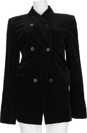 Khaite Black Shoulder-Padded Flap-Pocket Blazer