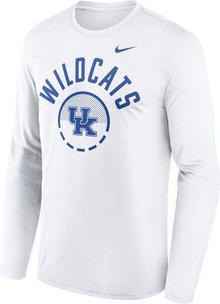 Nike Kentucky Courtside Nike Mens Dri-FIT College Long-Sleeve T-Shirt in White | 02TJ10ANKY-FFP