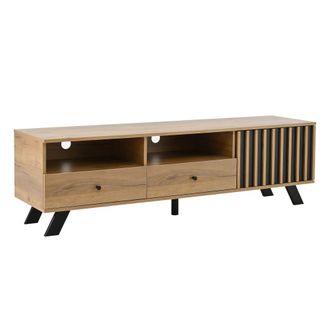 Urban Meuble Mueble de TV en madera efecto roble y negro, dise&ntilde;o moderno