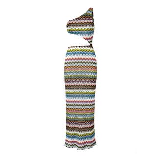 Missoni Maxi Dresses, female, Multicolor, Size: XS One-shoulder Cover-up