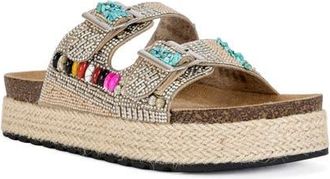 Azalea Wang Kaylum Two-Strap Platform Sandal in Beige at Nordstrom, Size 8.5