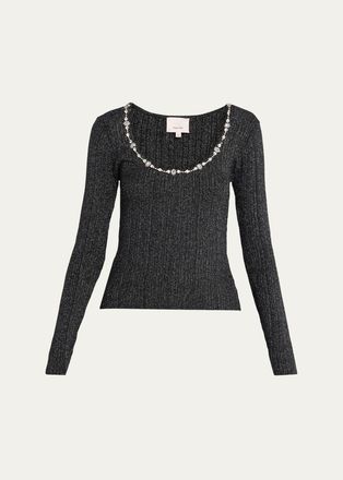 Cinq &agrave; Sept Aminta Embellished Scoop-Neck Top