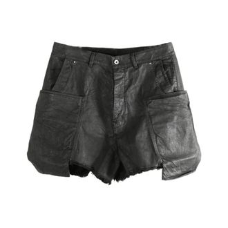 Rick Owens Short Shorts, male, Black, Size: W31 Frayed-hem Cargo Shorts