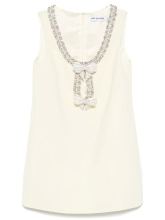 Self Portrait Drêpe mini-jurk met strikdetail - Geel