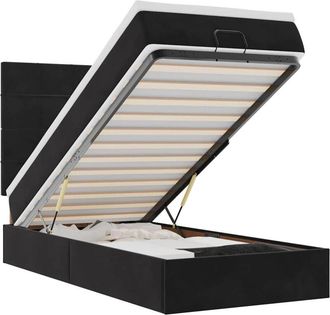 vidaXL Estructura Cama Otomana Colchones Terciopelo Negro 90x200 Cm Vidaxl