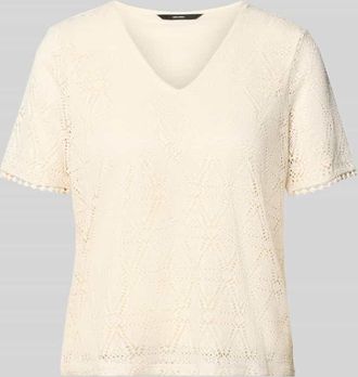 Vero Moda Regular Fit T-Shirt in Heckel-Optik Modell MAYA in Offwhite, Gr&ouml;&szlig;e XL