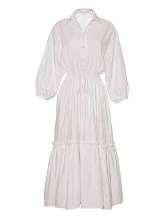 Cara Cara Hutton button-down tiered midi dress - women - Cotton - M - White