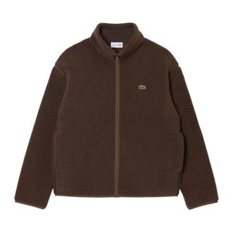 Lacoste Sherpa-jas met hoge kraag - Heren - Sweatshirts & Hoodies - Bruin - Maat: M Fleece