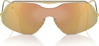 Ferrari 138mm Rectangular Sunglasses in Pale Gold /Gold Mirror Blue at Nordstrom