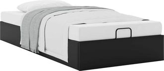 vidaXL Ottoman Bed Frame without Mattress Black Single Faux Leather vidaXL