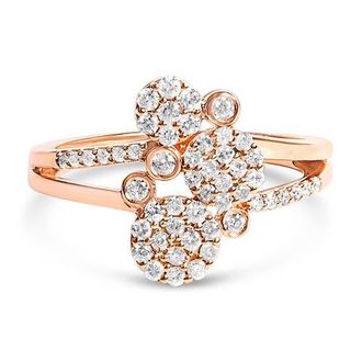 House of Brilliance Silver 1/2 Cttw Diamond Scatter Composite Bypass Ring in Rose at Nordstrom, Size 10