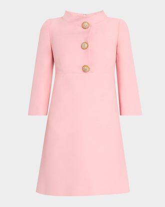 Valentino Garavani Funnel-Neck Crystal Button Mini Dress