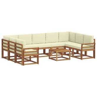 vidaXL Conjunto De Sof&aacute;s De Exterior Con Coj&iacute;n 10 Pcs Natural Y Crema Vidaxl
