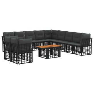 vidaXL Conjunto De Sof&aacute;s De Jard&iacute;n 12 Uds. Negro Y Gris Oscuro Vidaxl