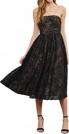 Mustard Seed Strapless Overlay Lace Midi Dress In Black