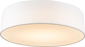 QAZQA Moderno Plaf&oacute;n Blanco 40 Cm Con Led - Drum Led Textil /acero Redonda Incluye Led Max. 1 X 20 Watt - Qazqa