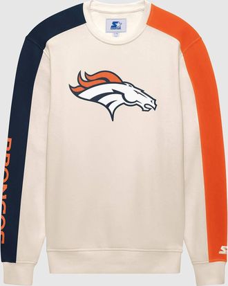 Starter Mens Denver Broncos Team Crew Long Sleeve Shirt In Cream