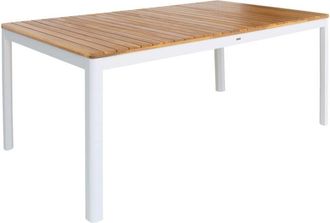 Sweeek SENORA white acacia garden table with rounded corners, 8 seats, 160 x 90 x 75 cm