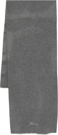 Jacquemus Grijze Cashmere Sjaal met Franje - Dames - Wintersjaals - Grijs - ONE Size - Wol - Accessoires