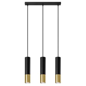 Sollux Lighting L&aacute;mpara de techo negro, dorado acero alt. 90 cm
