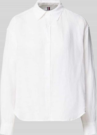 Tommy Hilfiger Oversize Bluse aus reinem Leinen in Weiss, Gr&ouml;&szlig;e XL