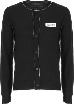 Maison Margiela Black Contrast Trim Button-Up Knit Cardigan