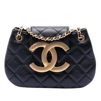 Chanel Pre-owned Quilted Lambskin Crossbody Bag - Dames - Pre-owned - Zwart - Maat: ONE Size Leer