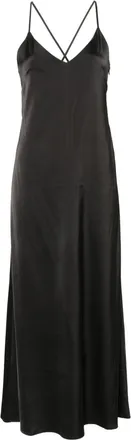 IVY OAK textured V-neck maxi dress - women - Viscose/Recycled Polyethylene/Elastane - 34 - Black