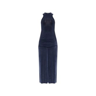 Iro Eclose Jurk - Dames - Casual kleedjes - Blauw - L - Leer - Kleedjes