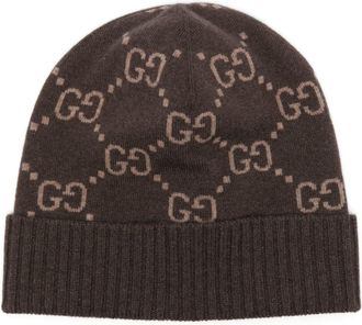 Gucci Kasjmier muts met GG-jacquard - Bruin