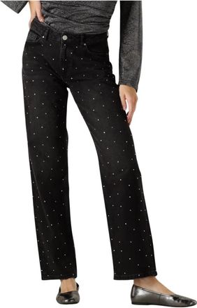 Envii Zwarte Straight Leg Jeans met Zilveren Details - Dames - Regular Fit Jeans - Zwart - XS - Jeans
