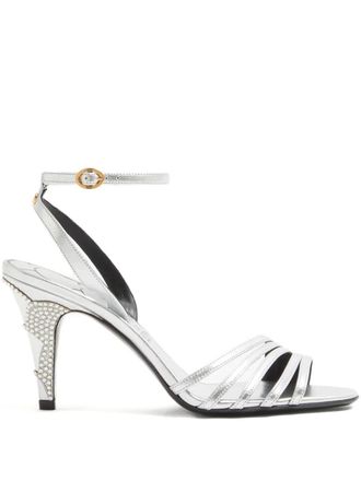 Valentino Garavani Ladycrush crystal-appliqu&eacute; sandals - Silver