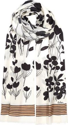 Echo Scribble Floral Silk Oblong in Cream at Nordstrom