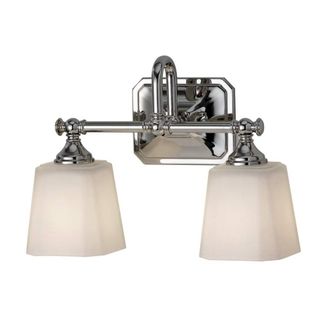 Elstead Lighting Aplique de ba&ntilde;o cl&aacute;sico en cromo con dos pantallas opal