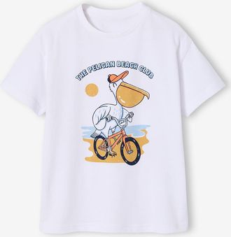 Vertbaudet T-Shirt mit Tierprint Jungen, mit Recycling-Baumwolle wei&szlig;